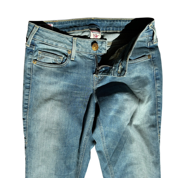 True Religion Trisha Bootcut Jeans Womens 26 Blue Low Rise Y2k Western Grunge - Picture 4 of 16